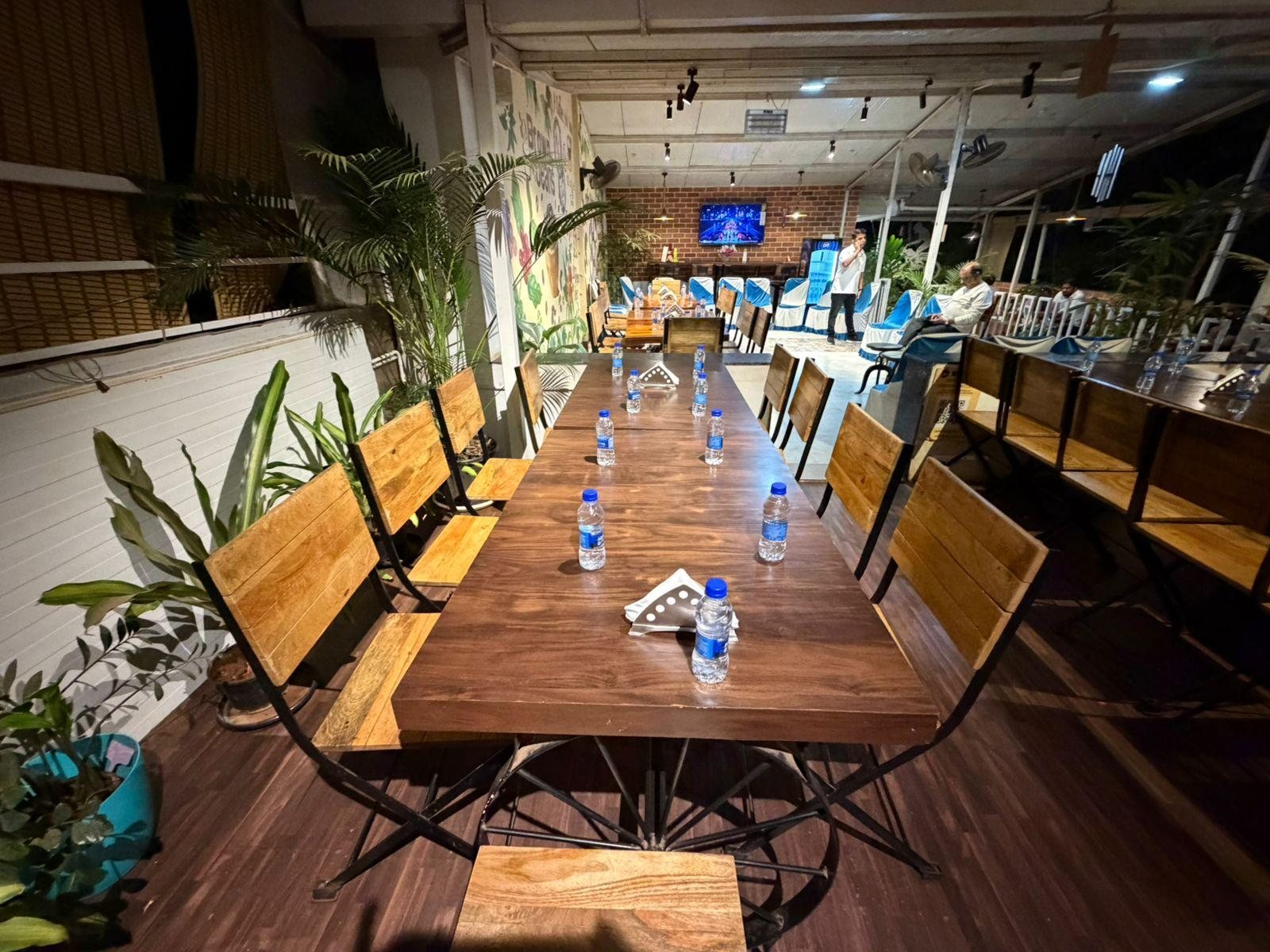 The long table inside Cafe Robusta